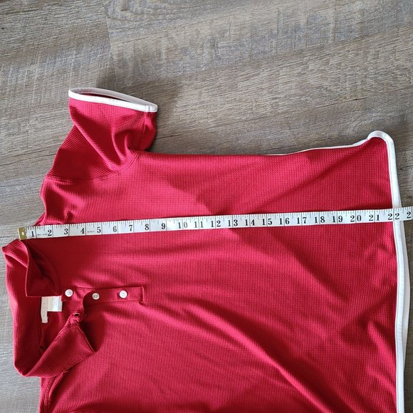 Nike Golf FitDry Red Waffle White Trim Short Sleeve Shirt Women's Size S - Picture 10 of 10
